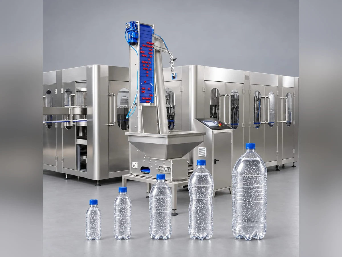 Equipo para el llenado de botellas PET con un volumen de 0,1-2,0 l